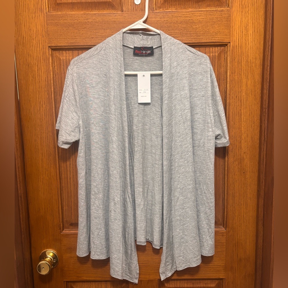 Red Hanger Light Gray Open Front Cardigan